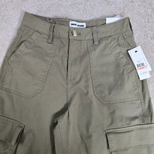 DKNY Jeans Women Khaki High Rise Wide Leg Cropped Cargo Pants Size 6 28